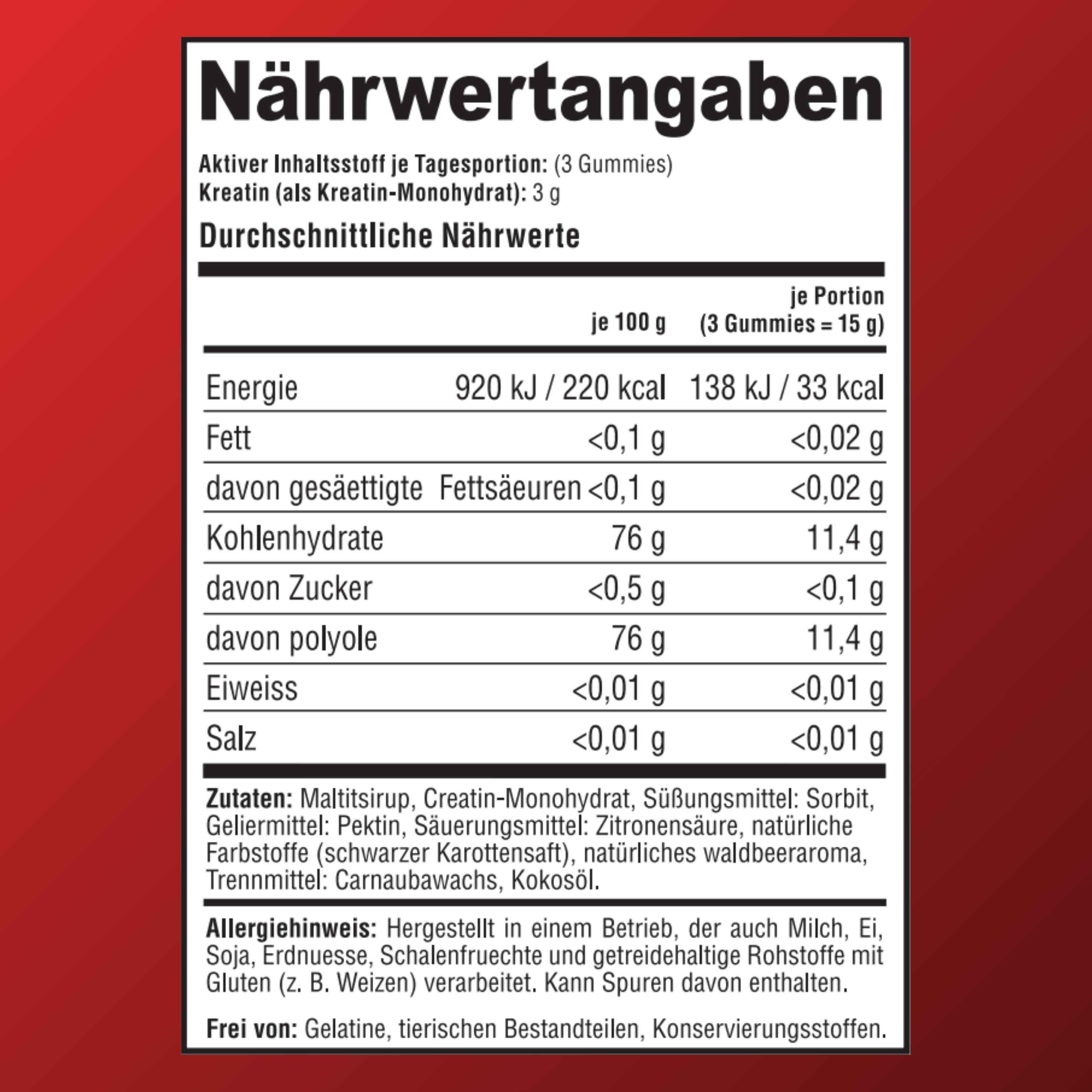 Kreatin Monohydrat | 90 Gummibären