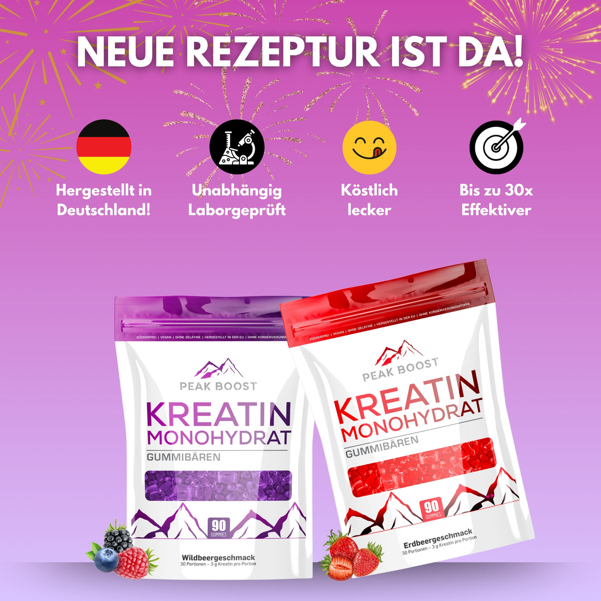 Peak Boost Kreatin Monohydrat | 90 Gummibären